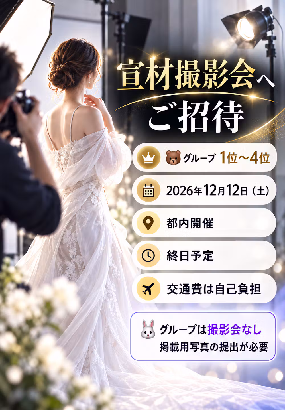 宣材撮影会 熊グループ1位から4位・2026年12月12日